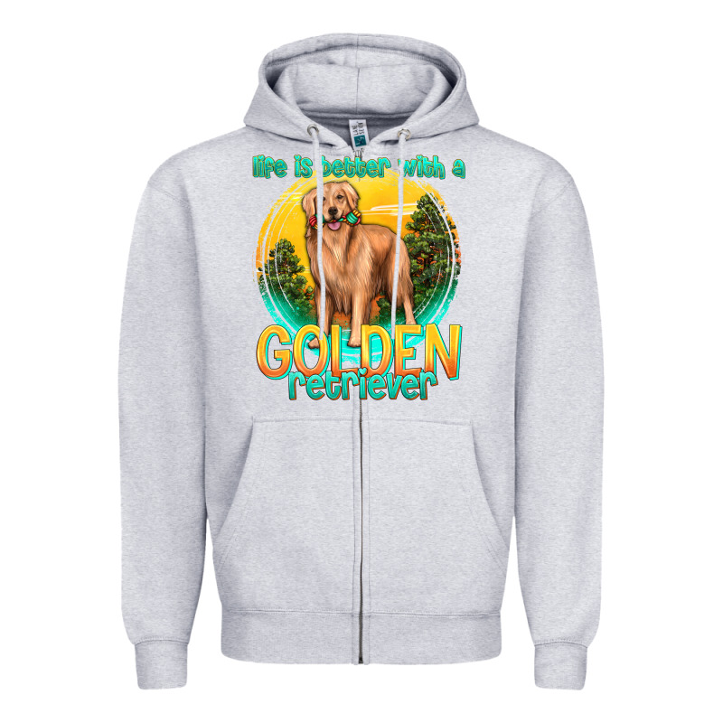 Life Is Better With A Golden Retriever Zipper Hoodie by texasbilliewilder | Teevron