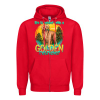 Red life is better with a golden retriever Zipper Hoodie - texasbilliewilder