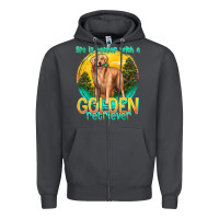 Smoke life is better with a golden retriever Zipper Hoodie - texasbilliewilder