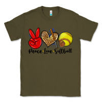Army Green peace love softball Classic Tee - Zillion Design Studio