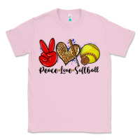 Bubblegum Pink peace love softball Classic Tee - Zillion Design Studio