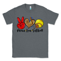Charcoal Heather peace love softball Classic Tee - Zillion Design Studio