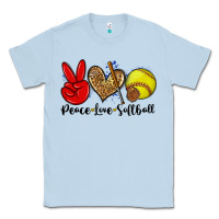 Dusty Blue peace love softball Classic Tee - Zillion Design Studio