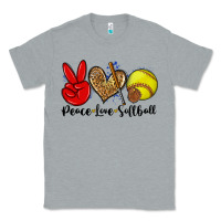 Heather Grey peace love softball Classic Tee - Zillion Design Studio