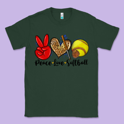 Peace Love Softball Classic Tee Designed By Zillion Design Studio