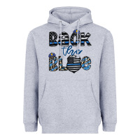 Heather Grey back the blue1 Heavyweight Hoodie - CowhideDigitalArt