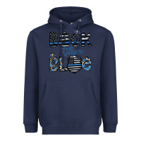 Navy back the blue1 Heavyweight Hoodie - CowhideDigitalArt