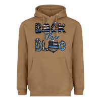 Toasted Coconut back the blue1 Heavyweight Hoodie - CowhideDigitalArt