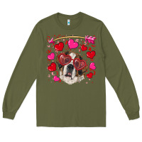Army Green valentine's day  saint bernard dog Long Sleeve Tee - RanaPortraitStore