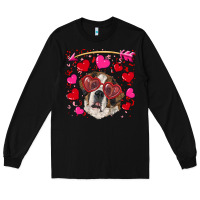 Black valentine's day  saint bernard dog Long Sleeve Tee - RanaPortraitStore