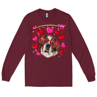 Burgundy valentine's day  saint bernard dog Long Sleeve Tee - RanaPortraitStore