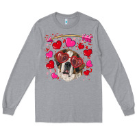 Heather Grey valentine's day  saint bernard dog Long Sleeve Tee - RanaPortraitStore