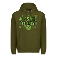 Army Green kiss me i'm irish Premium Hoodie - MaliasSmallBusiness