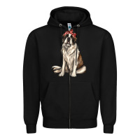Black st bernard with bandanna Zipper Hoodie - texasbilliewilder