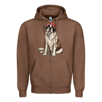 Chestnut st bernard with bandanna Zipper Hoodie - texasbilliewilder