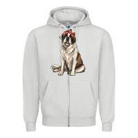 Dove Grey st bernard with bandanna Zipper Hoodie - texasbilliewilder