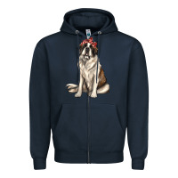 Navy st bernard with bandanna Zipper Hoodie - texasbilliewilder