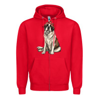 Red st bernard with bandanna Zipper Hoodie - texasbilliewilder