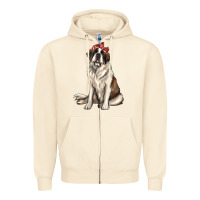 Sandshell st bernard with bandanna Zipper Hoodie - texasbilliewilder