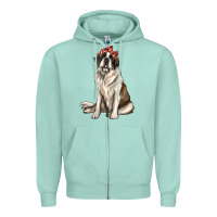 Seafoam st bernard with bandanna Zipper Hoodie - texasbilliewilder