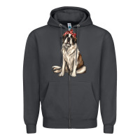 Smoke st bernard with bandanna Zipper Hoodie - texasbilliewilder