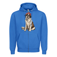 True Royal st bernard with bandanna Zipper Hoodie - texasbilliewilder