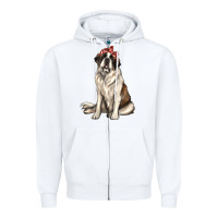 White st bernard with bandanna Zipper Hoodie - texasbilliewilder