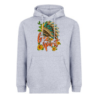 Heather Grey free spirit sunflower and indian headdress Heavyweight Hoodie - HRA Design Shop