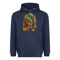 Navy free spirit sunflower and indian headdress Heavyweight Hoodie - HRA Design Shop