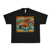 Black galloping horse aztec sunflower Urban Heavy Tee - Artiststas