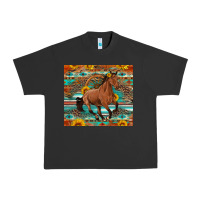 Pigment Black galloping horse aztec sunflower Urban Heavy Tee - Artiststas