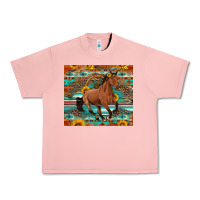 Salmon galloping horse aztec sunflower Urban Heavy Tee - Artiststas