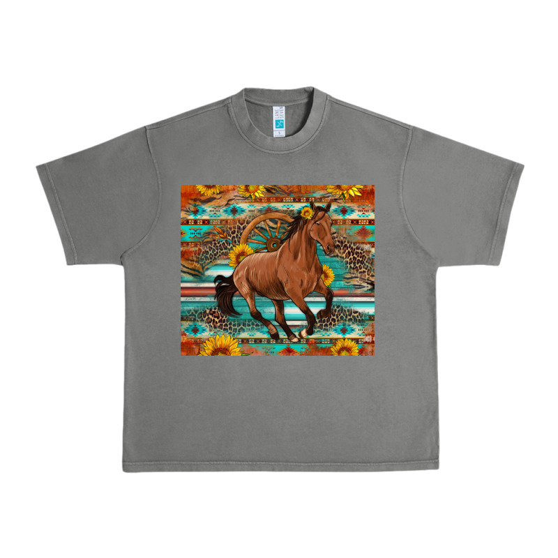 Galloping Horse Aztec Sunflower Urban Heavy Tee by Artiststas | Teevron