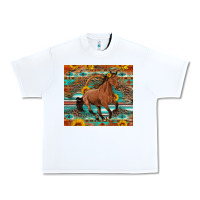 White galloping horse aztec sunflower Urban Heavy Tee - Artiststas