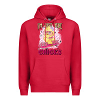 Cardinal i'm just here for the chicks Premium Hoodie - MaliasSmallBusiness