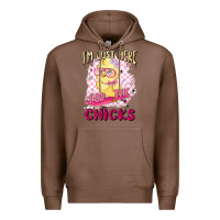 Chestnut i'm just here for the chicks Premium Hoodie - MaliasSmallBusiness
