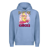 Colony Blue i'm just here for the chicks Premium Hoodie - MaliasSmallBusiness