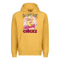 Mustard i'm just here for the chicks Premium Hoodie - MaliasSmallBusiness