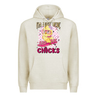 Oatmeal Heather i'm just here for the chicks Premium Hoodie - MaliasSmallBusiness