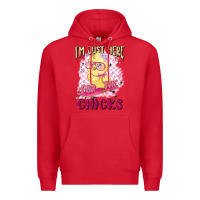 Red i'm just here for the chicks Premium Hoodie - MaliasSmallBusiness