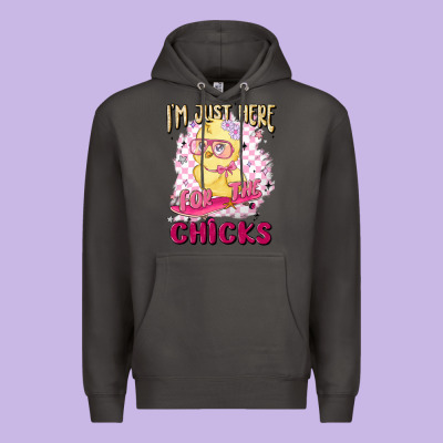 I'm Just Here For The Chicks Premium Hoodie Designed By Maliassmallbusiness