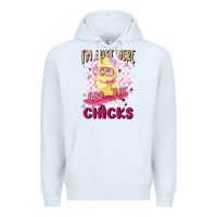 White i'm just here for the chicks Premium Hoodie - MaliasSmallBusiness