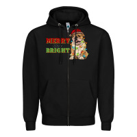 Black merry and bright english bulldog Zipper Hoodie - RanaPortraitStore