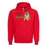Merry And Bright English Bulldog Zipper Hoodie | Teevron