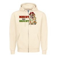 Sandshell merry and bright english bulldog Zipper Hoodie - RanaPortraitStore