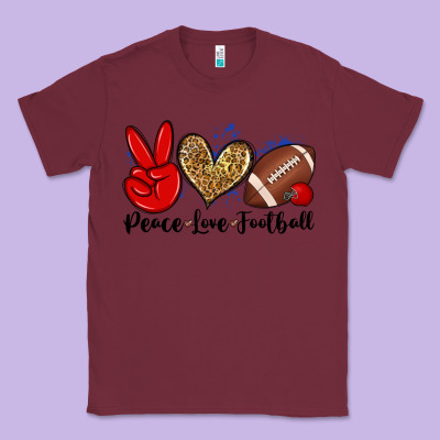 Peace Love Football Classic Tee Designed By Zillion Design Studio