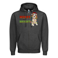 Charcoal Heather merry and bright beagle Zipper Hoodie - RanaPortraitStore