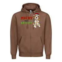 Chestnut merry and bright beagle Zipper Hoodie - RanaPortraitStore