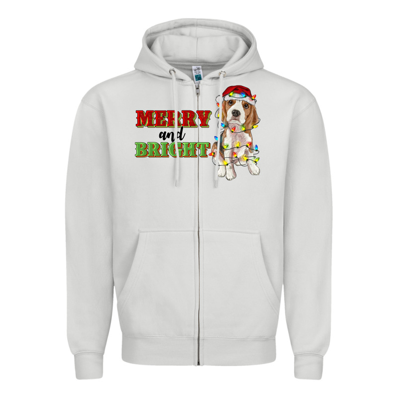 Merry And Bright Beagle Zipper Hoodie by RanaPortraitStore | Teevron