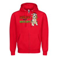 Red merry and bright beagle Zipper Hoodie - RanaPortraitStore